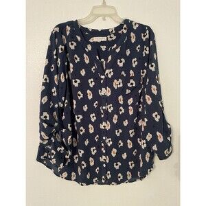 Skies Are Blue Curvy  Top Stitch Fix Blue Floral Print Women's Size 1X SOFT